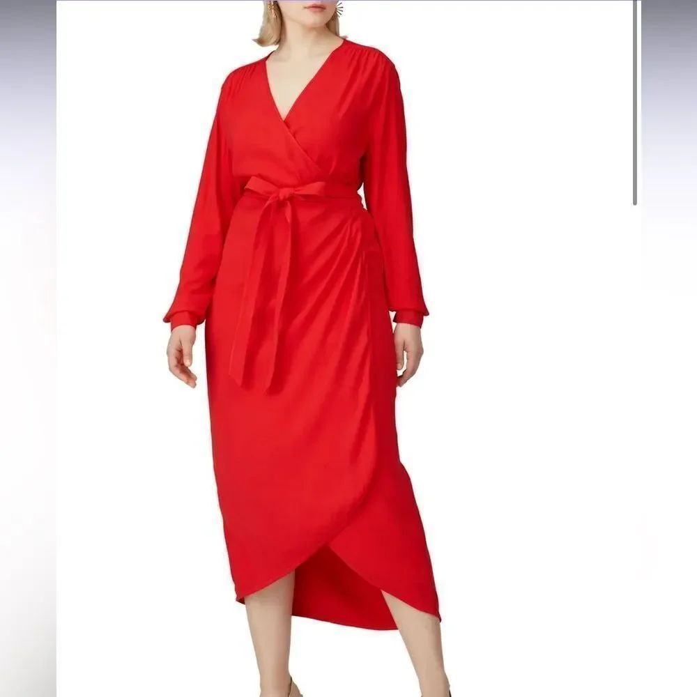 UNIVERSAL STANDARD Rivers Wrap Dress Long Sleeve Red Women’s Size XS (10/12)